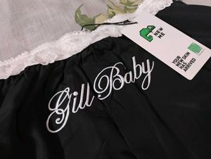 Baggy Black Pants with Lace Trim