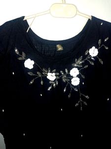 Beautiful Navy Blue Tail Cut Top Set For Girls
