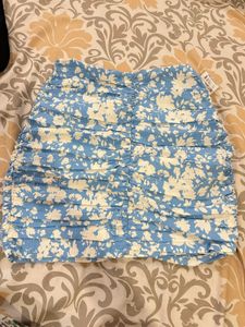 Floral Ruched Mini Skirt