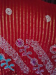 Red Floral Saree