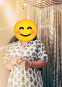 aline white dress blue ethnic pattern