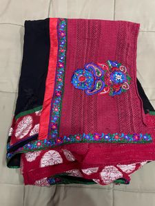Saree With Semi Stitched Blouse