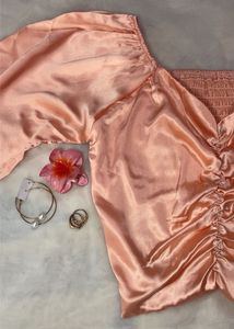 Peach Crop Top - Long Sleeve