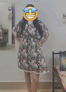 Floral Print Dress with Fringe