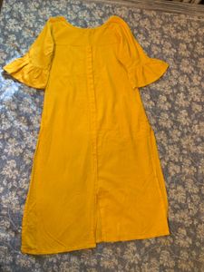 Yellow Kurta with Cute Sleeves &amp; Pocket