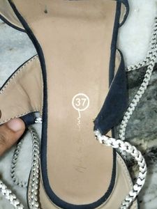 Black Tie-Up Sandals