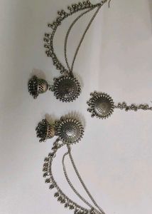 Oxidized Silver Jhumka Set