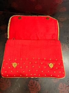 Red & Gold Embellished Clutch