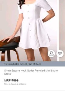 White Casual Dress(deep neck)