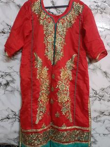 Embroidered Red Kurta