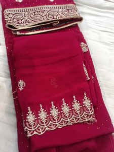 Red &amp; Gold Embroidered Salwar Kameez