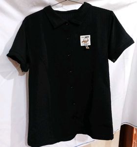 Black Button-Down Top