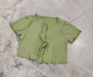 Pinteresty Korean Pastel Green Knitted Top