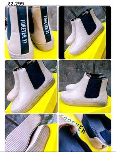 Beige Neoprene Chelsea Boots