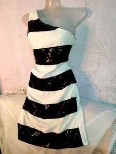 Striped One-Shoulder Sequin Bodycon Dress