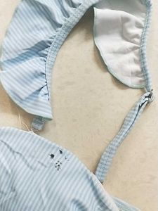 XS Striped Ruffle Bikini Top(Shein)