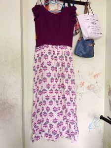 Purple & White Floral Print Dress