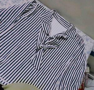 Striped Tie-Front Top