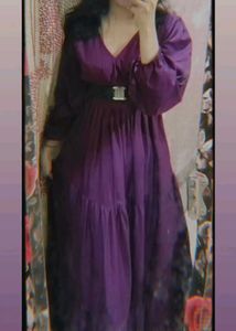 Purple Maxi Dress with Belt