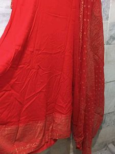 Red Colour A Line Kurti Dupatta Set4xl