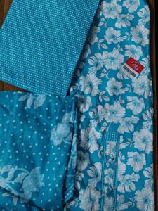 Blue Floral Salwar Kameez Fabric
