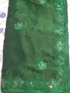 Elegant Green Embellished Saree