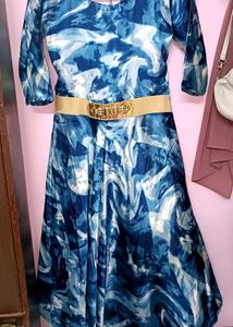Blue Tie-Dye Long Gown For Women