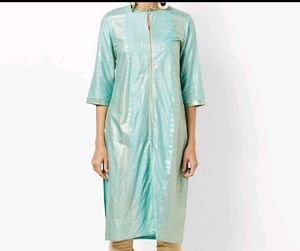 W printed straight Kurta with sequence