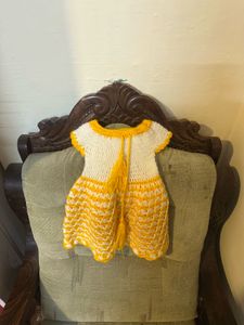 Crochet Yellow &amp; White Baby Dress