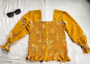 Yellow Square Neck Top