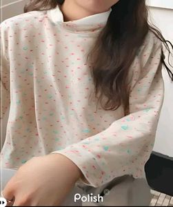 New With Tag Korean Floral Print Turtleneck Top