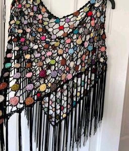 Crochet Fringe Pancho Handmade