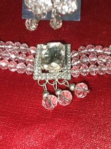 Silver Choker Necklace Set For Girls