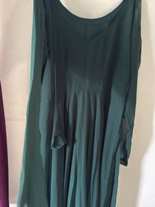 Elegant Green Ethnic Anarkali With Same Colour Dup