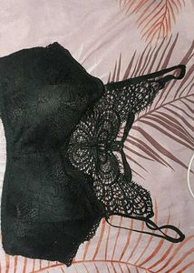 Padded Black Lace Butterfly Bralette