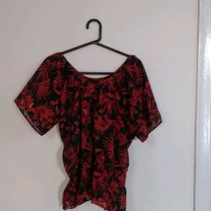 Red &amp; Black Floral Blouse
