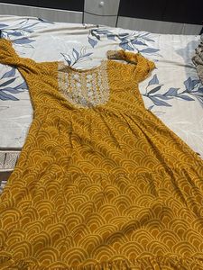 Mustard Embroidered Anarkali Kurta