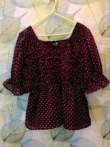 Get Combo Of 2 Polka Dot & Shimmer Black Top