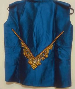 Khaki Dress &amp; Blue Jacket With Pant For 30 Bust