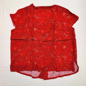 Red Floral Short Sleeve Shirt