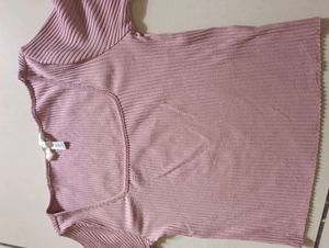 Pink Ribbed Long Sleeve Top