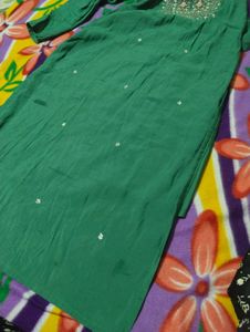 Green Kurti Pant  Set
