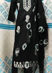 NEW Black With White Embroidery Dress Set
