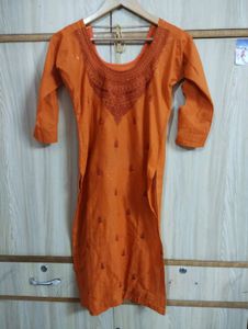 Orange Kurta With Trouser And Dupatta
