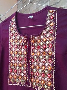 Wine color Kurta Pant Set