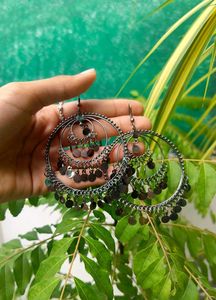Boho Silver Earrings (Jhumka)