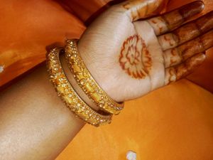 Golden Bangles With Stone Design