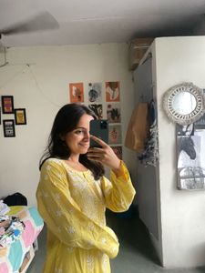 Yellow Embroidered Kurti