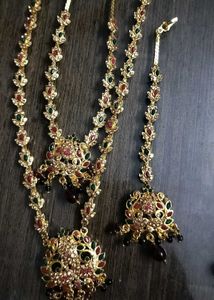 A Long Gold Plated Haram Set (3 Pieces)