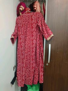 Branded Bandhni  Red Printed Kurta Set
